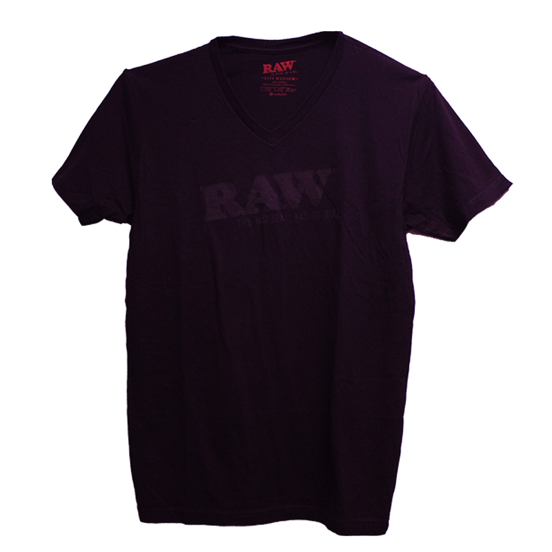 RAW Black v-neck tshirt with black logo